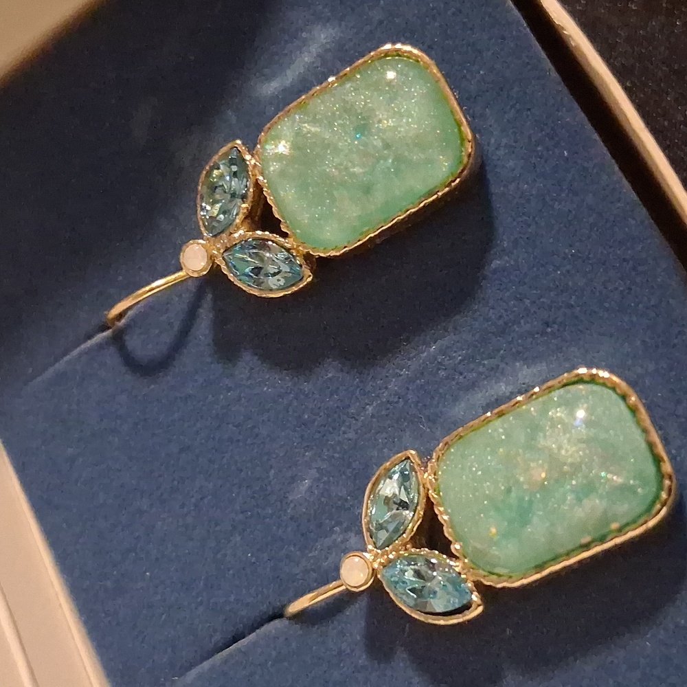 Avon Sparkling Aqua and Teal Earrings